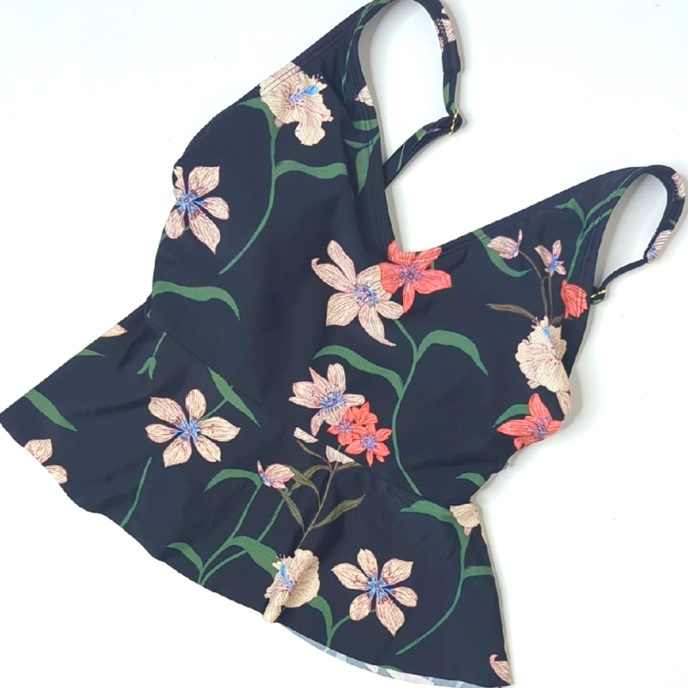 Shade & Shore Peplum Tankini Island Nights Print In Size XS
